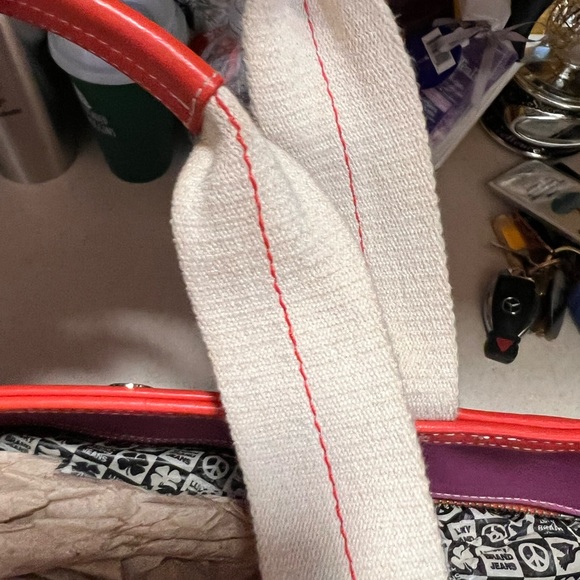 Coach Hamptons Pink Canvas & Orange-Red Leather Tote Bag - Picture 15 of 16